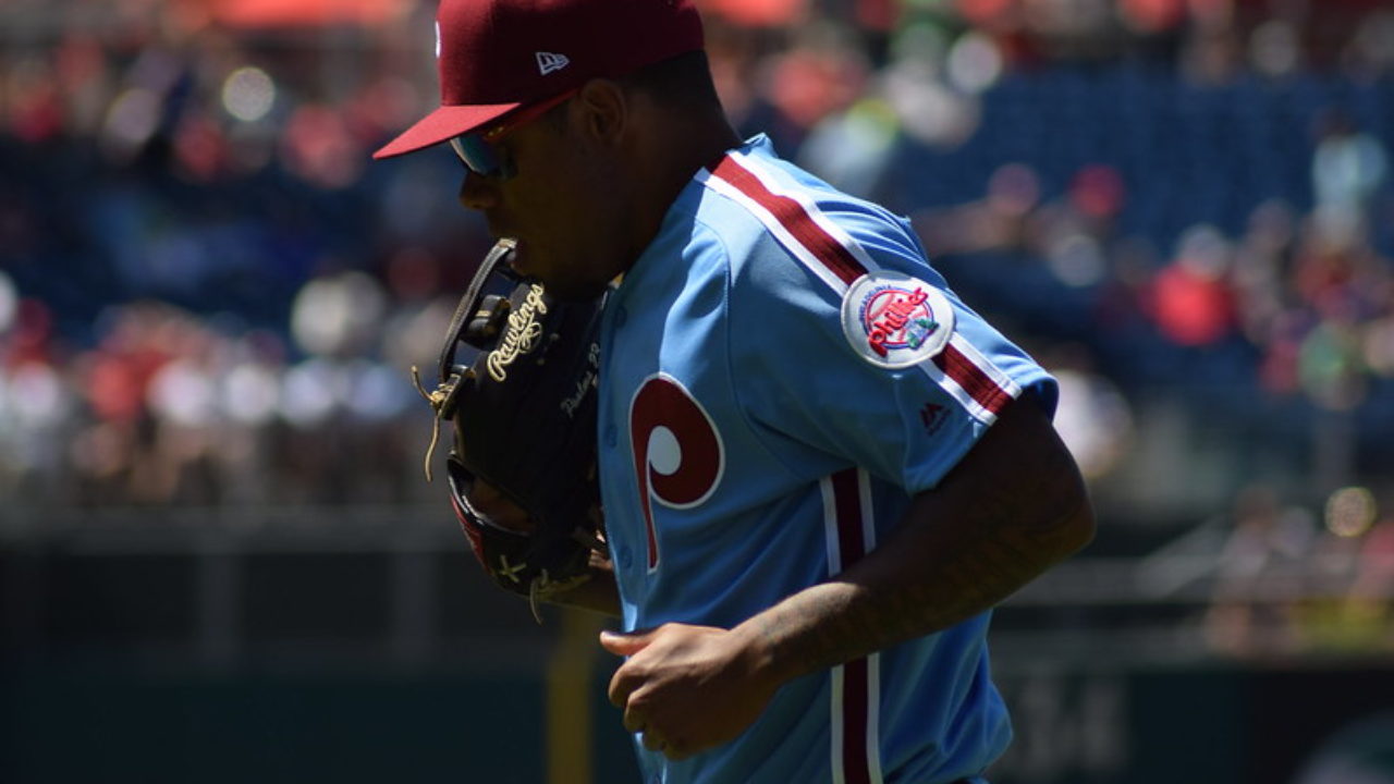 The Phillies wore their horrendous Saturday Night Special uniforms
