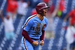 Brad Miller of the Philadelphia Phillies in action against the Miami