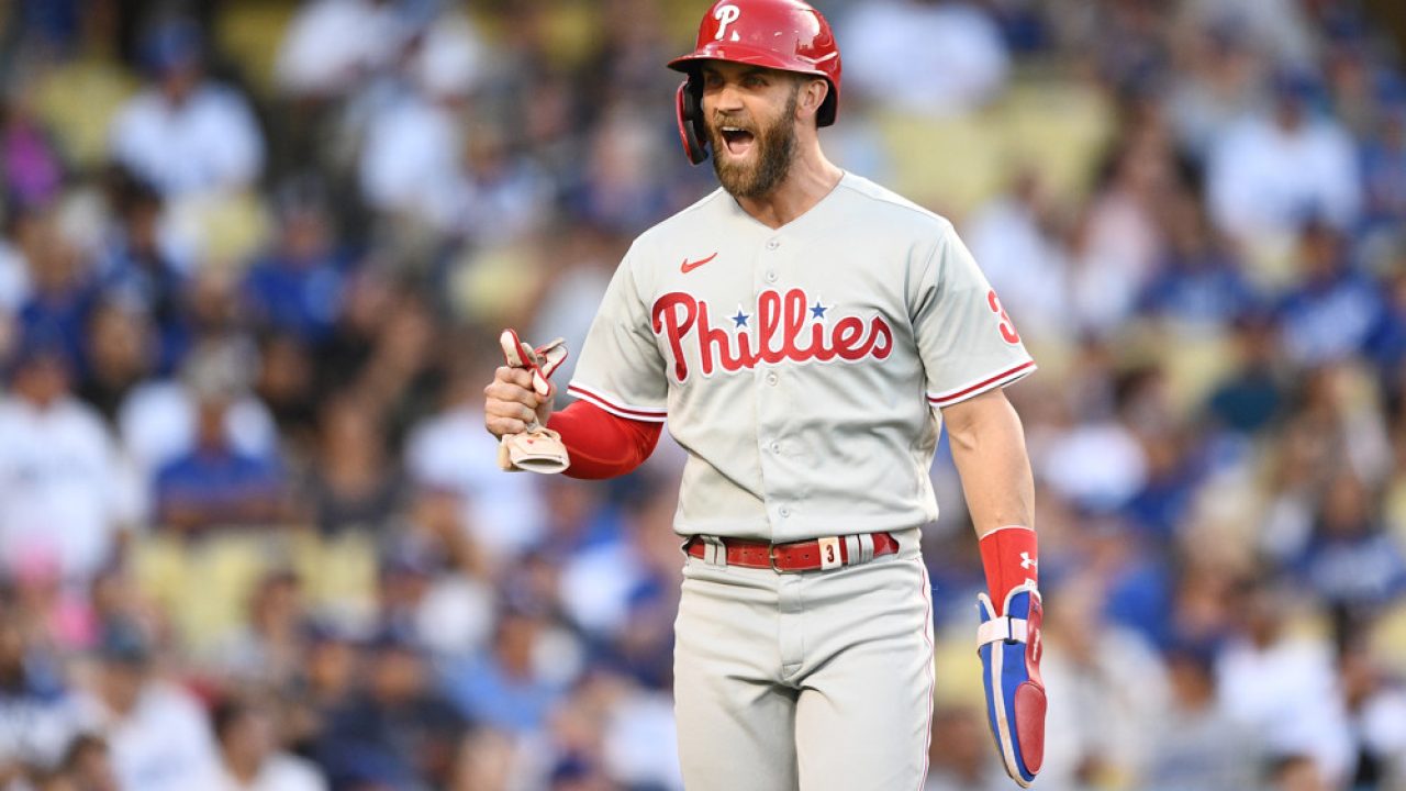 Philadelphia Phillies Bryce Harper Red 2022 World Series Name & Number –  Clearwater Threshers