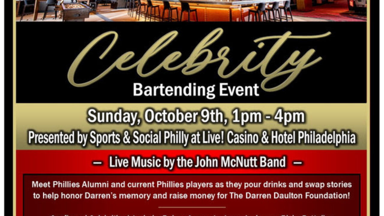 Darren Daulton Foundation hosts 9th Annual Celebrity Bartending fundraising  event - CBS Philadelphia