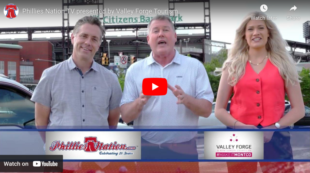 Todd Zolecki, Gregg Murphy and Sam Stafford announce the series premiere of Phillies Nation TV presented by Valley Forge Tourism